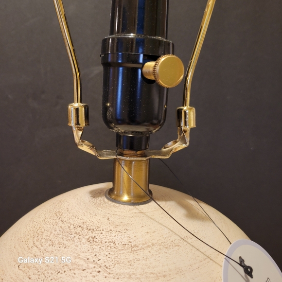 16" Med Faux Wood Table Lamp Threshold Studio McGee Base only No Shade-Dimmable - Picture 5 of 7